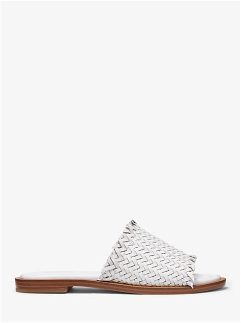 dee woven leather sandal michael kors|Dee Woven Leather Slide Sandal .